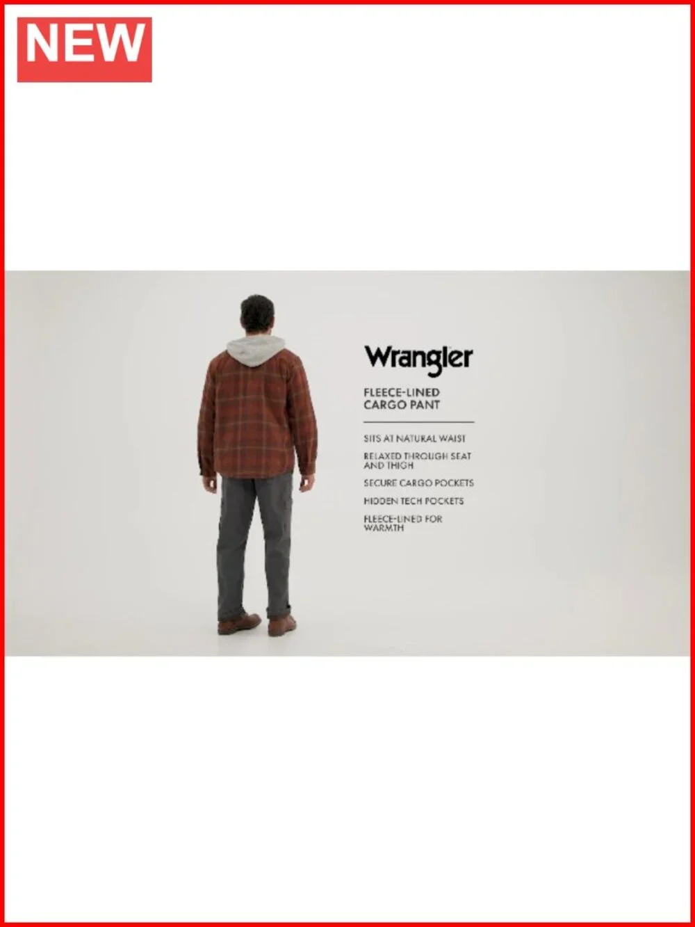 Fleece Lined Cargo Pants Relaxed Fit with 6 Pockets